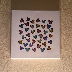 Handpainted Little Mickeys Acrylic Painting Wall Decor 8x8"